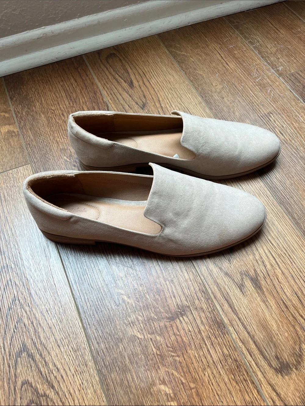 Women’s Taupe Suede Slip On Flats- Size 13
